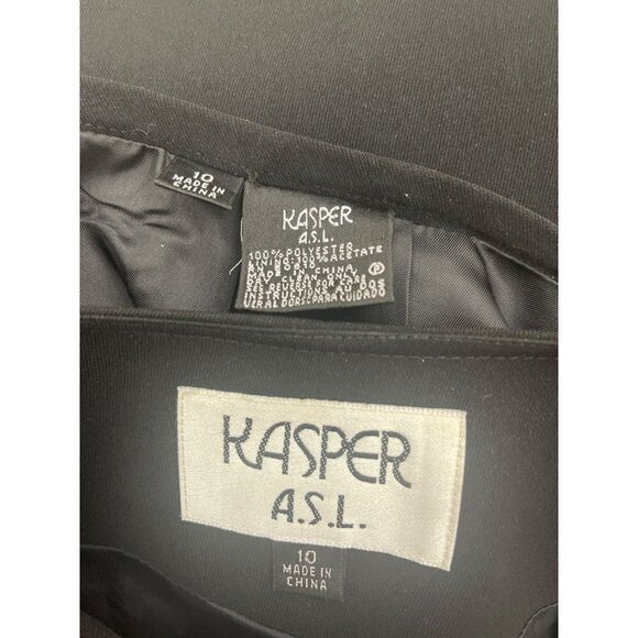 Kasper ASL Black Faux Wrap Blazer Skirt Set Size 10 - Picture 12 of 13
